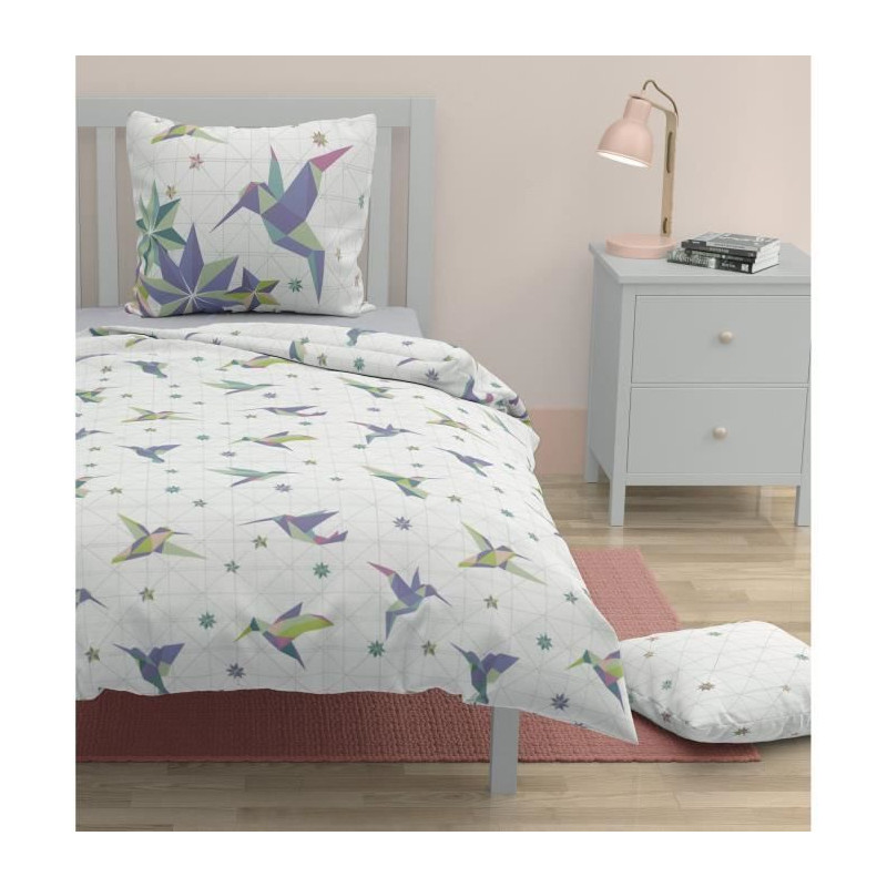 Parure de couette ROUPILLON Paradise - 2 Pcs - 140 x 200 - 100% Coton - Bleu