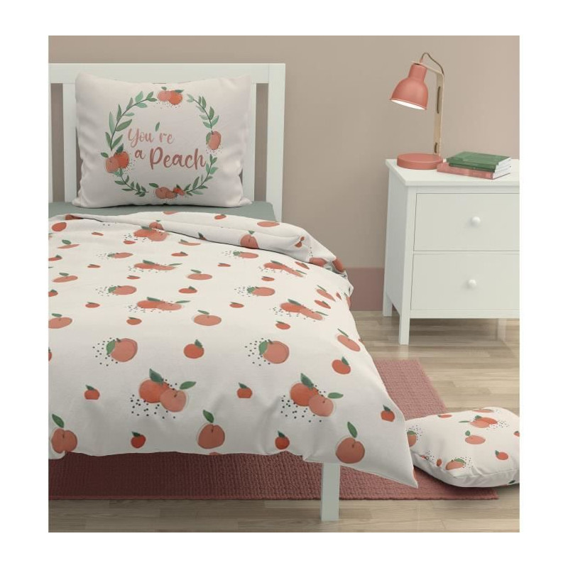 Parure de couette ROUPILLON Peachy - 2 Pcs - 140 x 200 - 100% Coton - Pastel