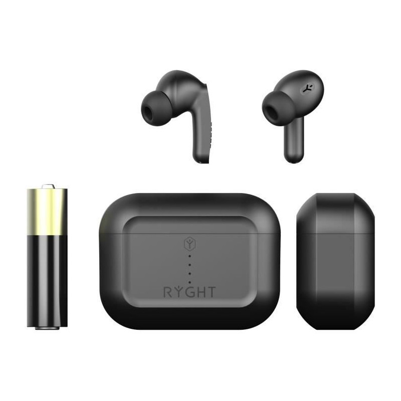 RYGHT PULSE ANC - Ecouteurs sans fil bluetooth intra auriculaire avec Boitier (NOIR)