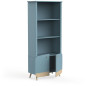 Bibliotheque 2t / 2p FIRMIANA - style scandinave - coloris : bleu orage & bois naturel - 77.4 x 36.6 x 177 cm - DEMEYERE