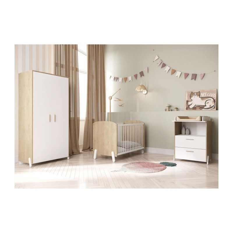 Armoire 2 portes - NAILI - Hamilton / Blanc mat - 89,1 x 50 x 183 cm - DEMEYERE