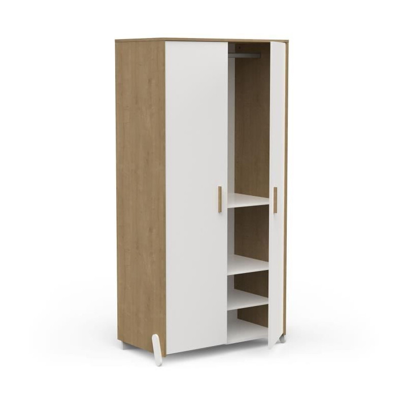 Armoire 2 portes - NAILI - Hamilton / Blanc mat - 89,1 x 50 x 183 cm - DEMEYERE