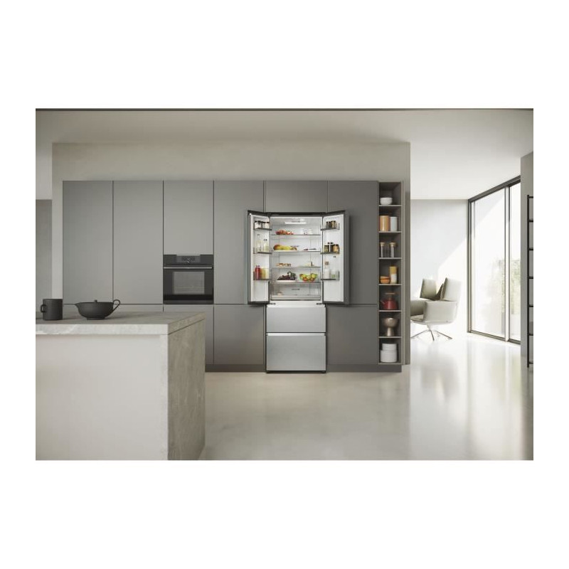 Réfrigérateur multi-portes - HAIER - FD 70 Series 3 HFR5719ENMG - Classe E - 446 L - 190 x 70 x 67,5 cm - Silver