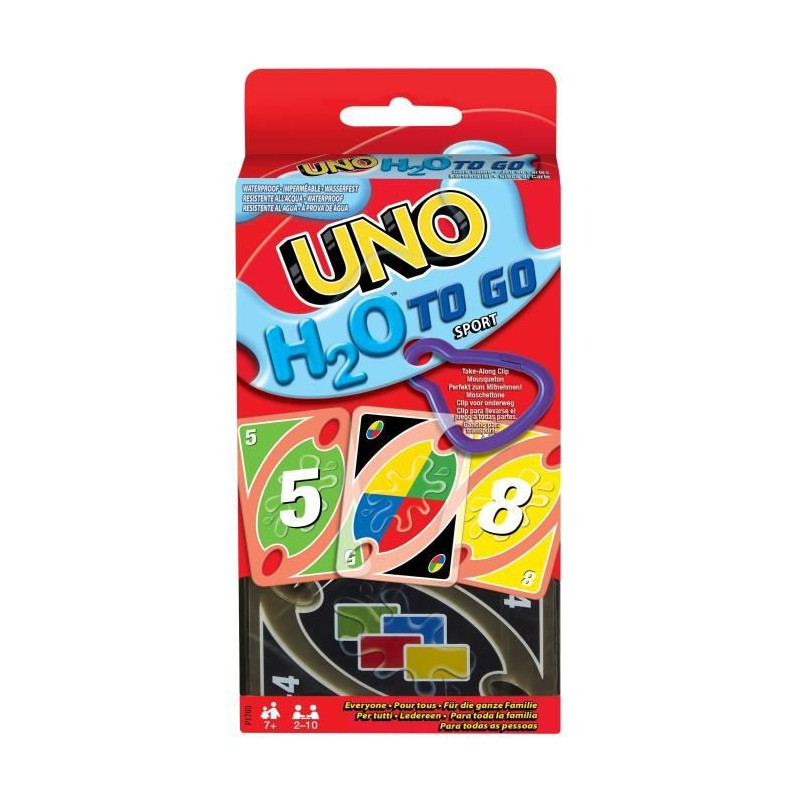 Mattel Games - UNO H20 TO GO - Uno Sport Jeu De Cartes - Jeu De Cartes Famille - 7 Ans Et + - P1703 - Jeux de cartes mattel uno