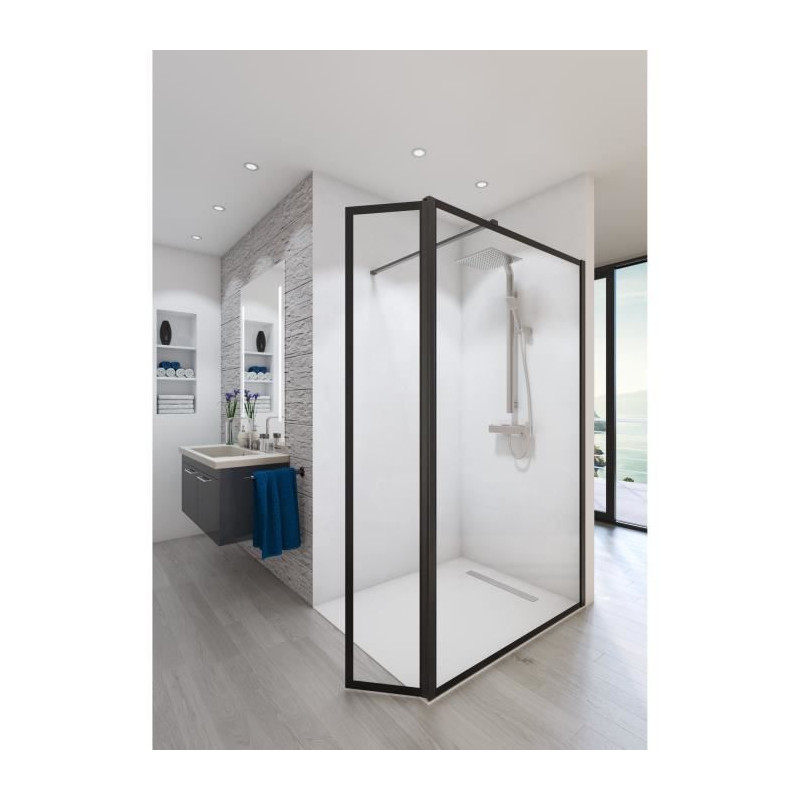 AURYS Paroi de douche en kit BALEARES ATELIER N°4 - Verre Timeless 8 mm trempé by Saint-Gobain - L.90 cm x H.198 cm