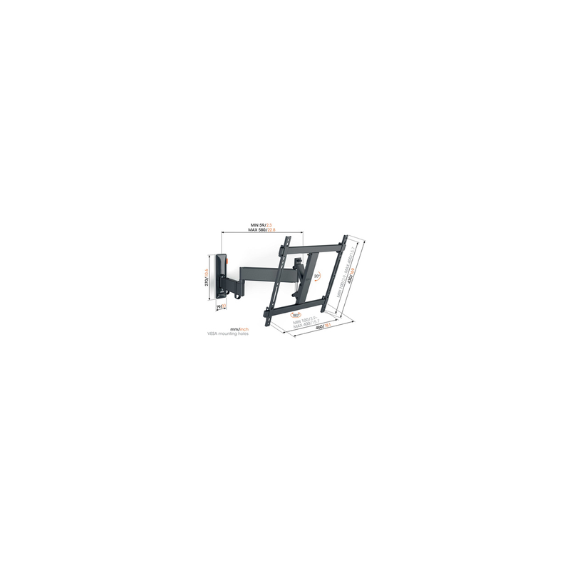 Support mural pour écran plat Vogel s TVM 344FD9 FULL ORIENTABLE POUR TELEVISION DE 32 A 65 