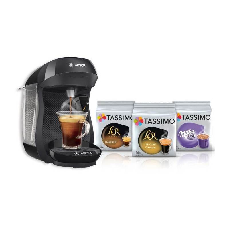 Machine a café - BOSCH - Tassimo HAPPY TAS1002N - Noir + 3 packs de T- Discs