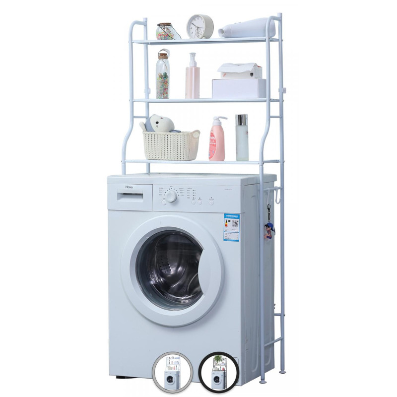 Herzberg HG-03282: Etagère de rangement à 3 niveaux pour machine à laver et salle de bains Blanc