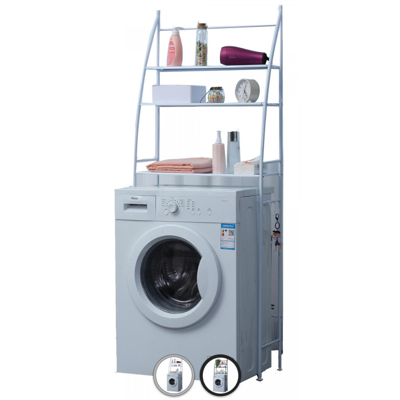 Herzberg HG-03305: Etagère de rangement à 3 niveaux pour la machine à laver et la salle de bains Blanc