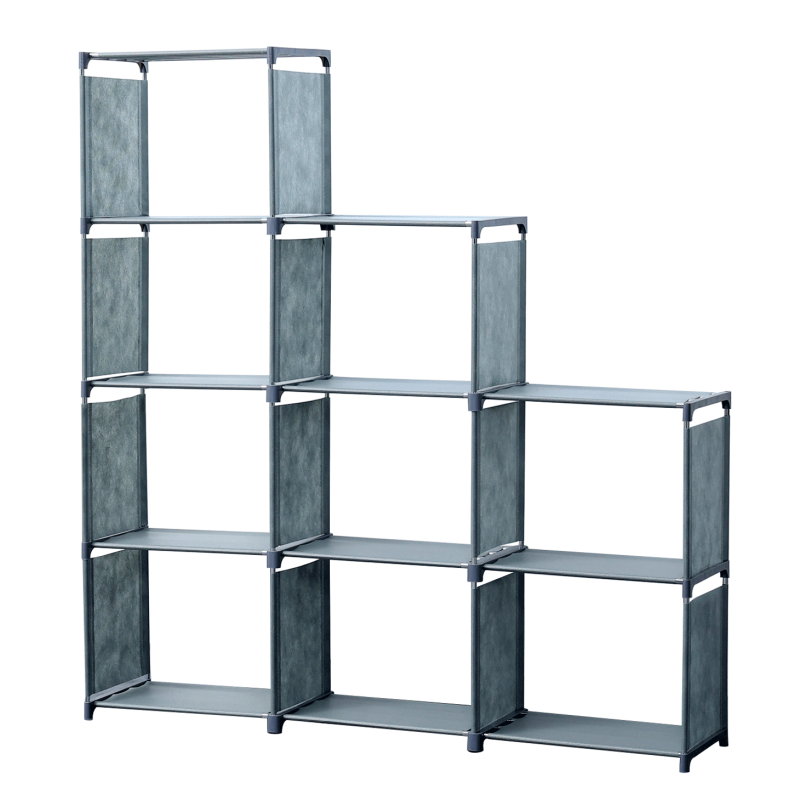 Herzberg 9-Layer Staircase Shelf Book Cabinet Storage Rack - 125x125cm Gris