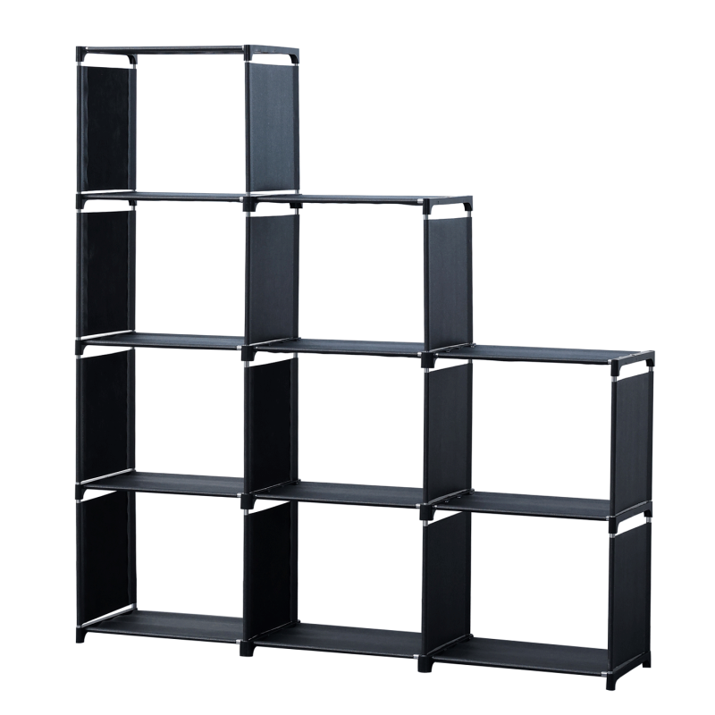 Herzberg 9-Layer Staircase Shelf Book Cabinet Storage Rack - 125x125cm Noire