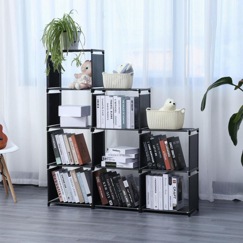 Herzberg 9-Layer Staircase Shelf Book Cabinet Storage Rack - 125x125cm Noire