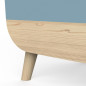 Coffre a jouets - FIRMIANA - style scandinave - Bleu orage et bois naturel - 82,4 x 39,1 x 58,9 cm - DEMEYERE