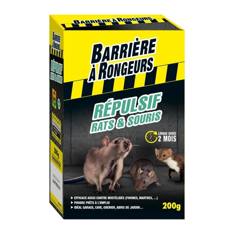 Répulsif Rats & Souris - Barriere a Rongeurs - Poudre 200 g