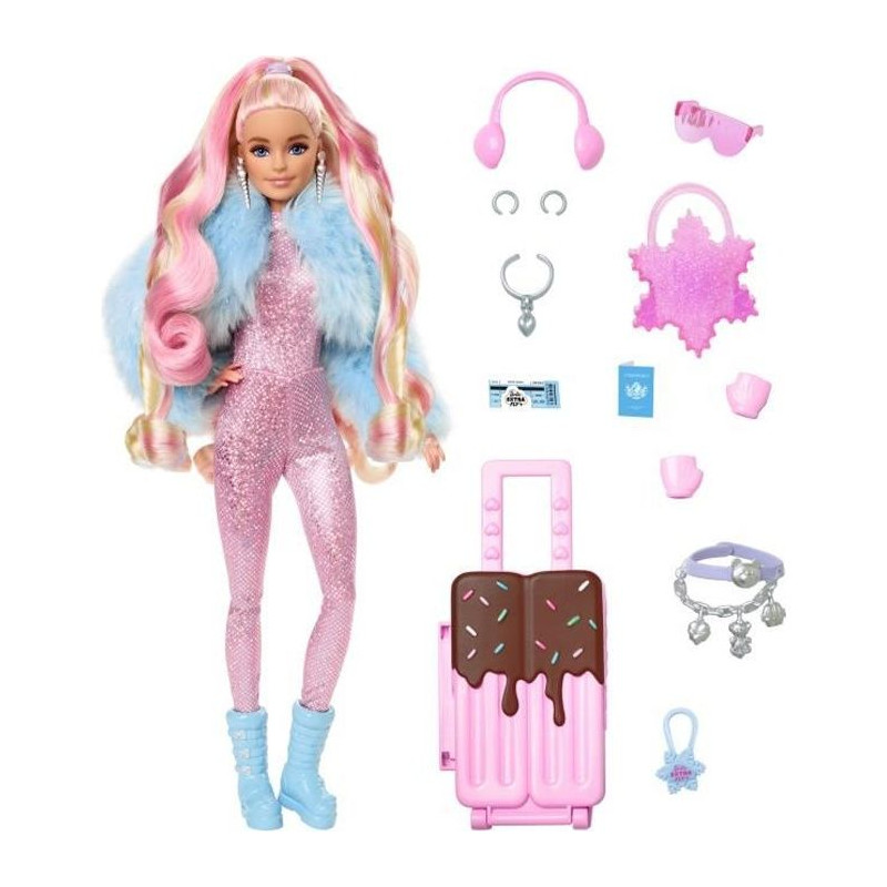 Poupée mannequin Barbie Extra Neige - Barbie - HPB16 - 15 vetements et accessoires inclus