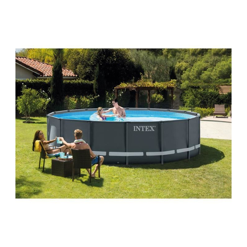 INTEX - Kit piscine ultra XTR - Gris foncé Ronde Tubulaire - (Ø)4,27 x (h)1,22m