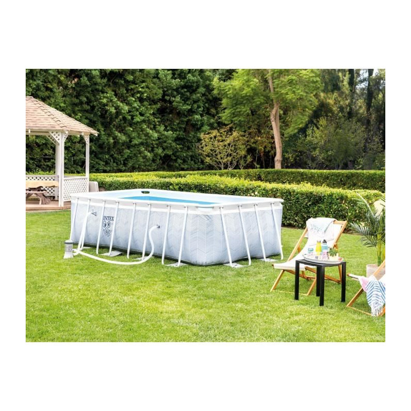 Kit Piscine hors sol tubulaire INTEX - Pris Frame - 400 x 200 x 100 cm - Rectangulaire (Pompe, cartouche et échelle) - 26780NP