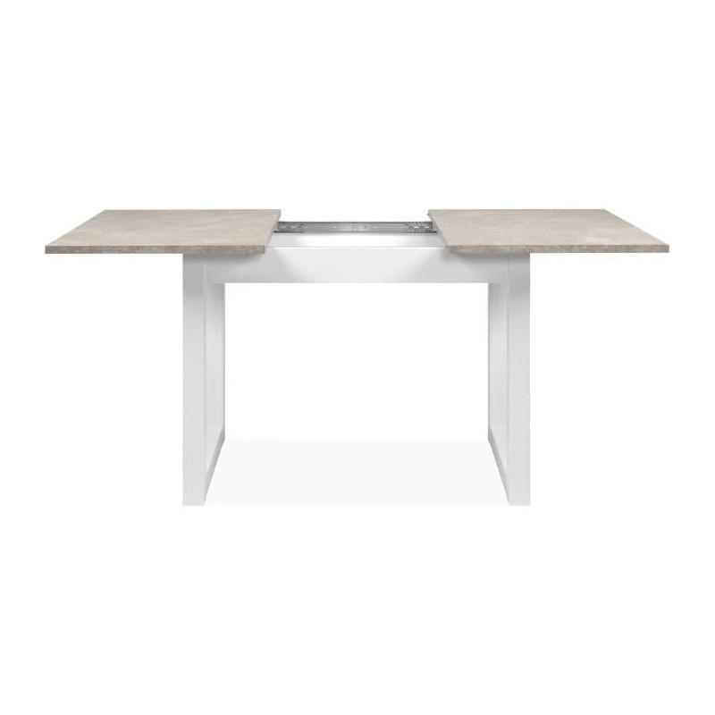 Table extensible Houston 80B - 120-160 x 75 x 80 cm - Plateau effet travertin - 1 extension inclue - 8 personnes