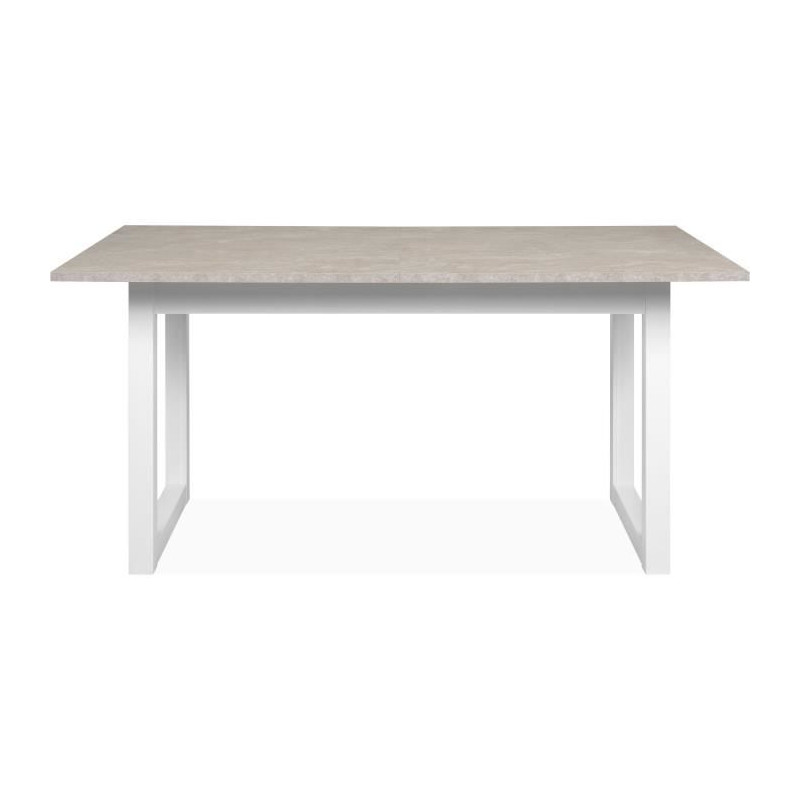 Table a manger extensible Houston - 160-200 x 75 x 90 cm - Plateau effet travertin - 1 extension inclue - 10 personnes