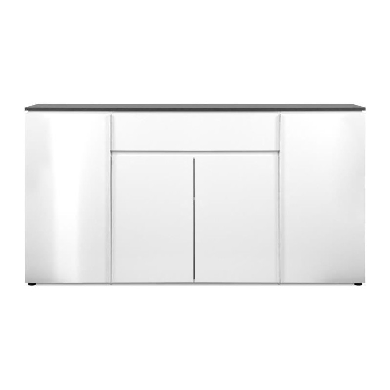 Buffet Brest - Décor Matera / blanc brillant - Panneaux de particules - 4 portes - 1 étagere - 1 tiroir - 177,5 x 92 x 40 -