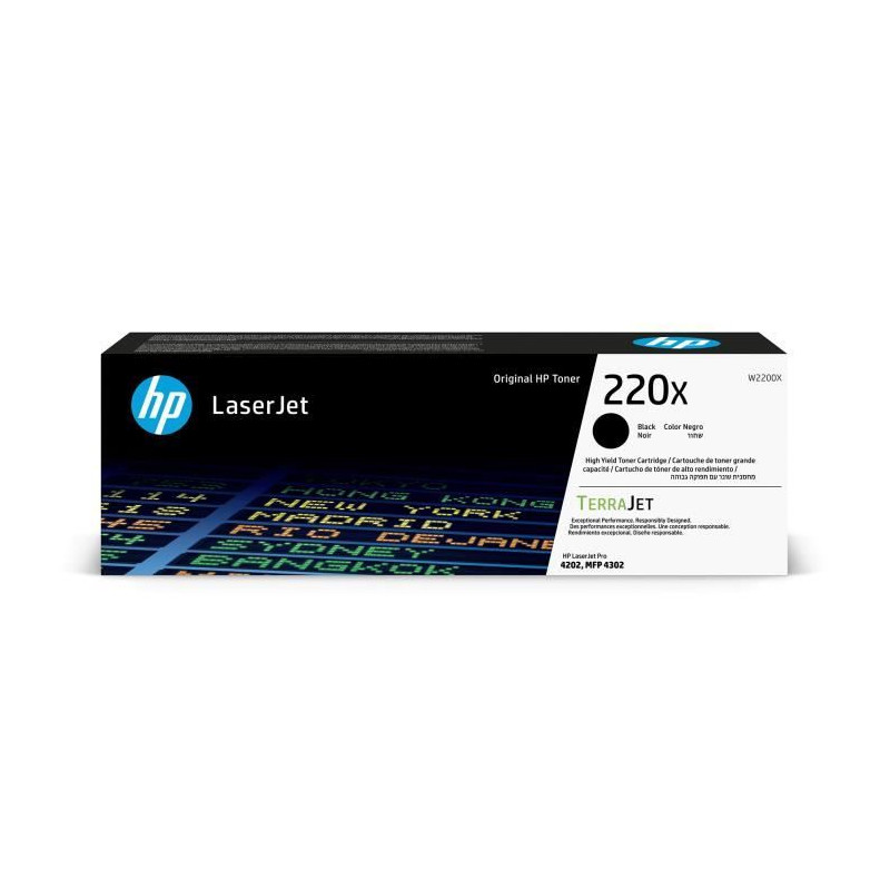 Cartouche de Toner HP 220X Noir grande capacité Authentique (W2200X) pour HP LaserJet Pro 4202 / 4302