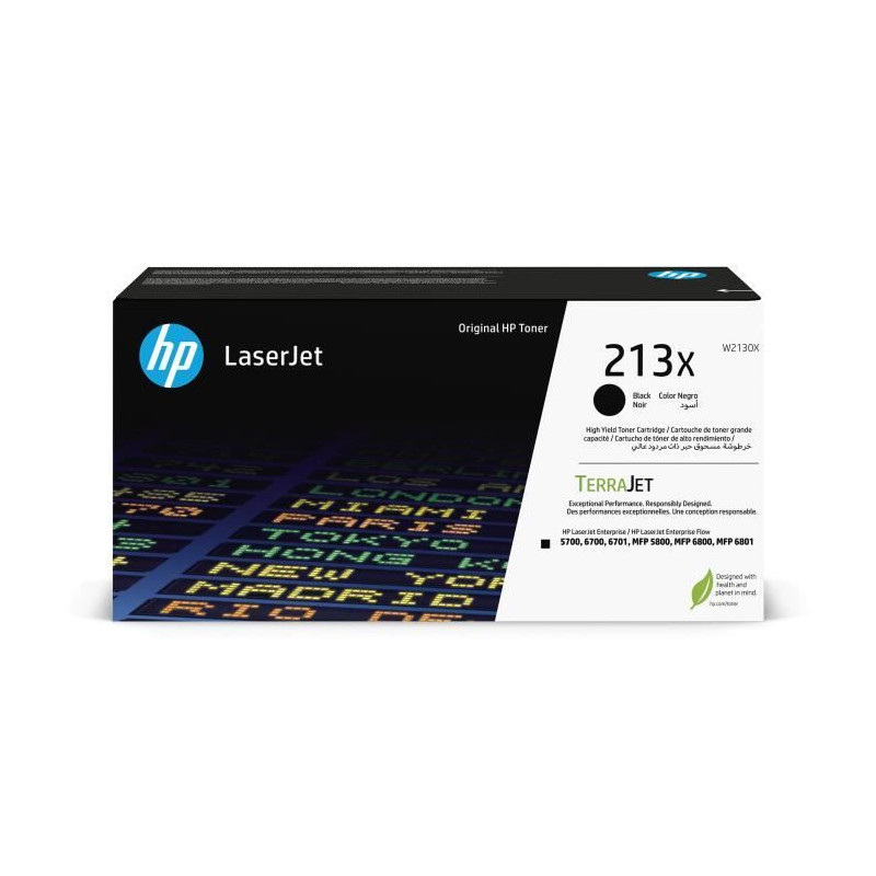 Cartouche de Toner HP 213X Noire grande capacité Authentique (W2130X) pour HP LaserJet Enterprise