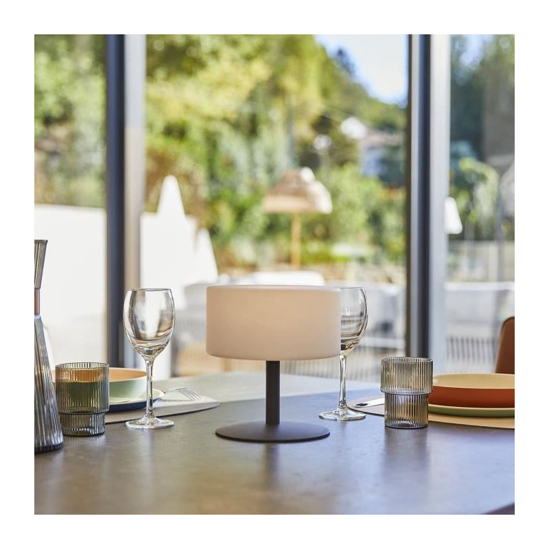 Lampe de table sans fil - LUMISKY - ATLAS Rock - H20 cm - Pied en acier - Gris - LED blanc chaud et blanc