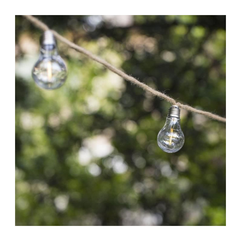 Guirlande lumineuse solaire - LUMISKY - FANTASY CORD SOLAR - 7.50 m - Corde 10 ampoules transparentes - LED blanc chaud