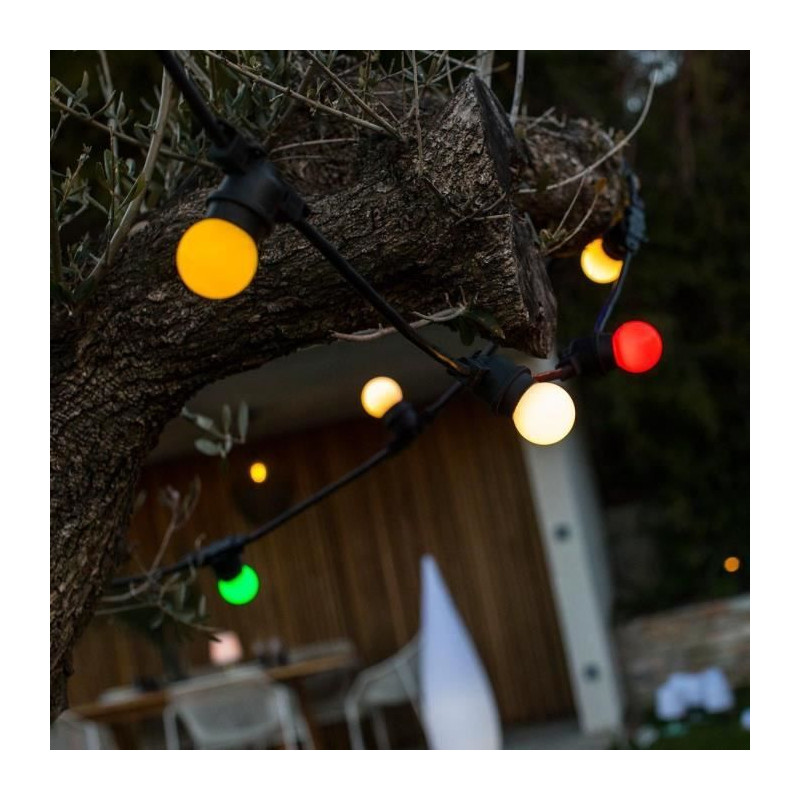 Guirlande lumineuse solaire - LUMISKY - PARTY GUINGUETTE SOLAR - 5.70 m - 8 modes - 10 globes multicolore LED