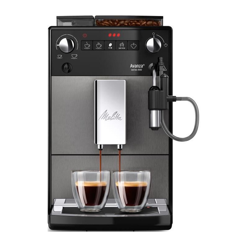 Machine a café - MELITTA - Avanza F270-100 - Réservoir d'eau 1,5 L - Réservoir a grains 250 g - 1450 W - Gris titanium