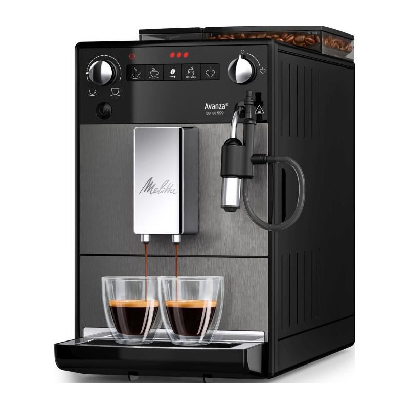 Machine a café - MELITTA - Avanza F270-100 - Réservoir d'eau 1,5 L - Réservoir a grains 250 g - 1450 W - Gris titanium