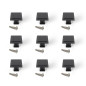 Emuca 9177914 Lot de 10 boutons pour meubles Ceuta, 31.5x31.5mm, Zamak, Peint en noir