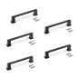 Emuca 9178014 Lot de 5 poignées pour meubles Tanger, L147.5mm, entraxe 128mm, Zamak , Peint en noir