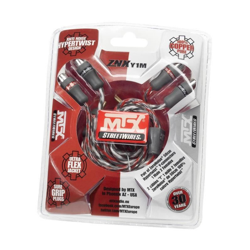 MTX Câble RCA Y StreetWires ZNXY1M 1 Mâle 2 Femelles 50 cm 100% cuivre ZeroNoise