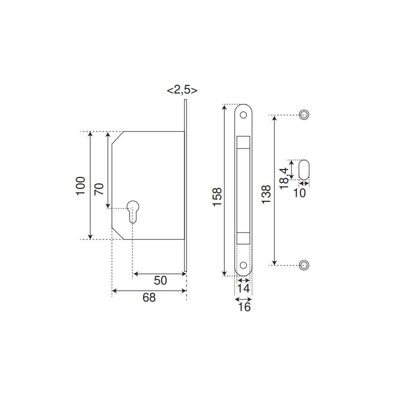 Kit pour portes coulissantes clé I EUROWALE NI012