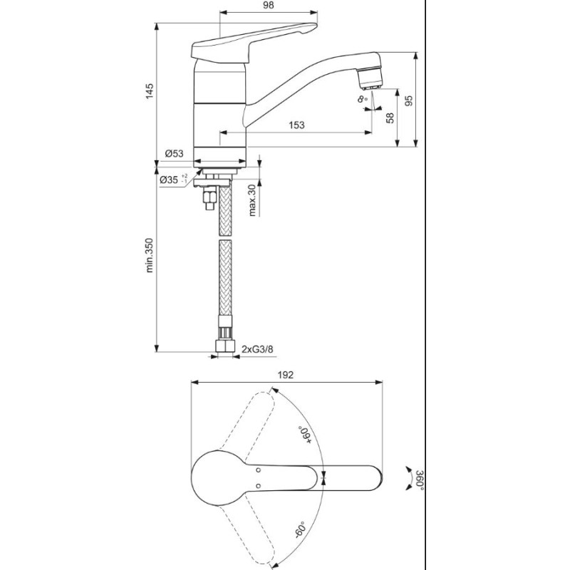 Mitigeur de lavabo OKYRIS 2 CLINIC chromé avec bec professionnel PORCHER D2300AA