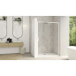 Parois de douche SMART DESIGN coulissant 127 140cm profilé blanc avec verre transparent KINEDO PA9214BTNE