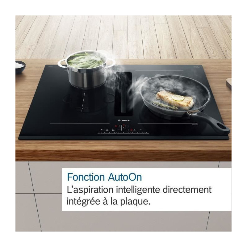 Table induction Aspirante - BOSCH SER6 - PVQ811H26E Noir - 4-foyers - Home Connect - L802xP522 mm