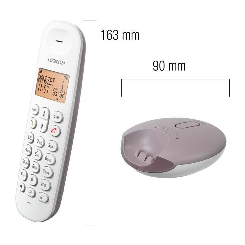 Téléphone fixe sans fil - LOGICOM - DECT ILOA 155T SOLO - Taupe - Avec répondeur