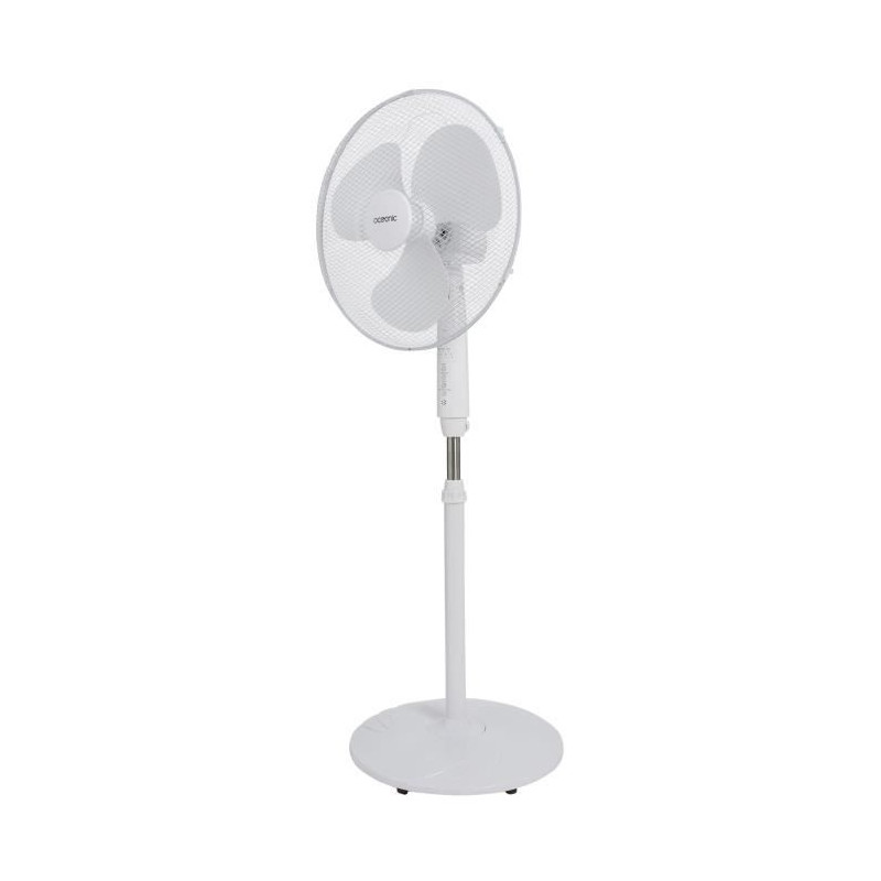 OCEANIC Ventilateur de pied - 45 W - Ø 44 cm - 3 vitesses - Oscillant - Inclinable - Blanc