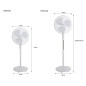 OCEANIC Ventilateur de pied - 45 W - Ø 44 cm - 3 vitesses - Oscillant - Inclinable - Blanc