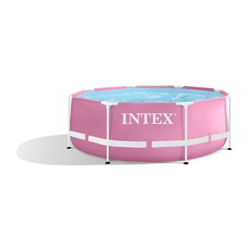 INTEX - Kit piscine metal frame rose ronde - tubulaire - Ø x h : 2,44 x 0,76 m