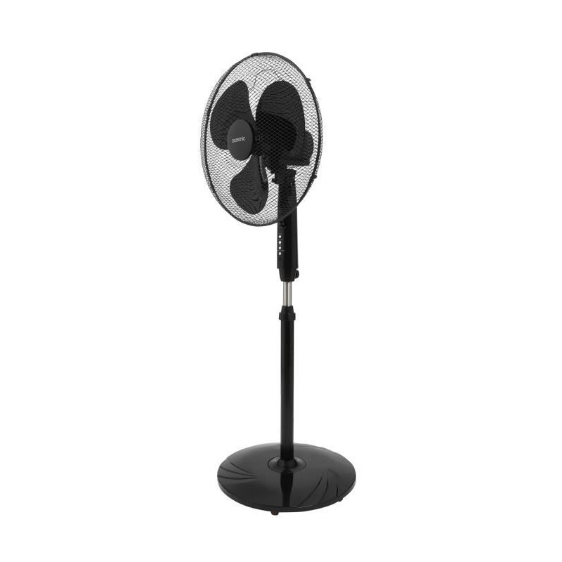 OCEANIC Ventilateur de pied - 45 W - Ø 44 cm - 3 vitesses - Oscillant - Inclinable - Noir