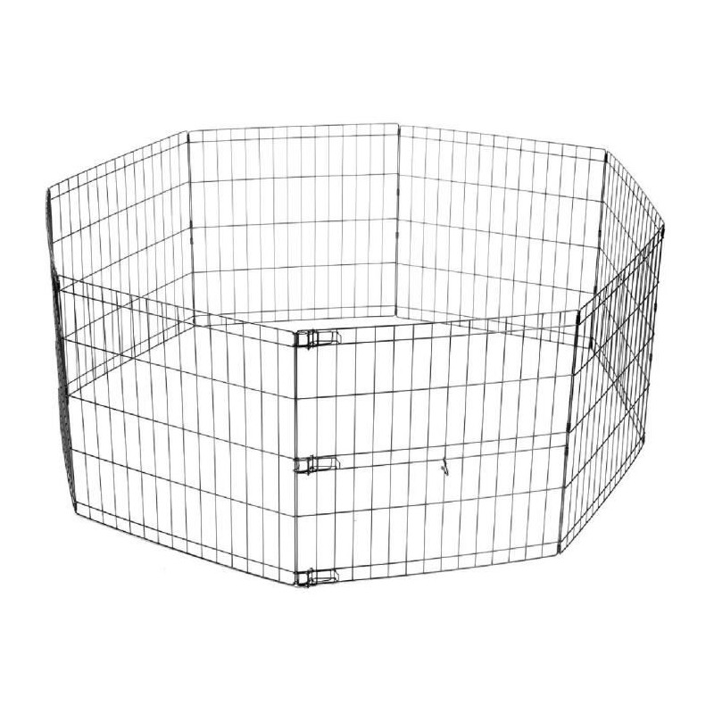 MPETS Enclos en metal Foldable Puppy Pen - 8x(62x66)cm - Noir - Pour chiot