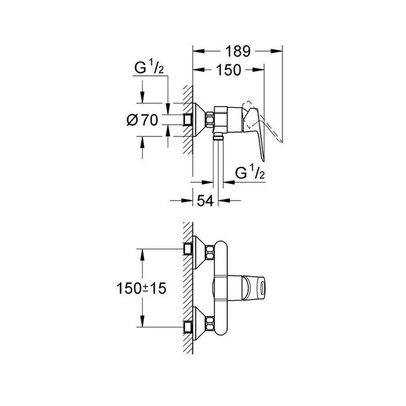 Mitigeur de douche mural BAULOOP cartouche céramique - GROHE - 23340-000