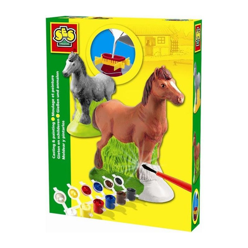 Moulage et peinture - Cheval - SES CREATIVE - Moule latex, support de séchage, plâtre, peinture et pinceau inclus