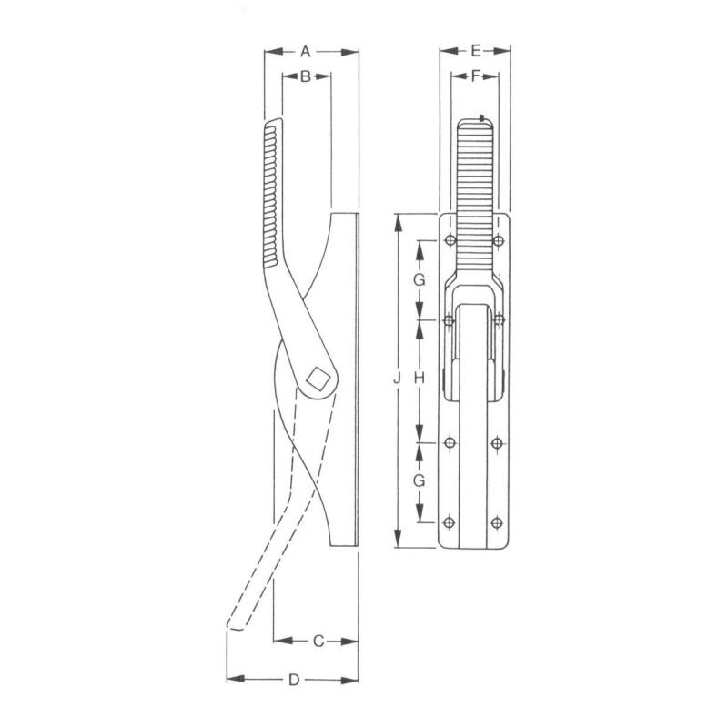 Crémone à levier 902 pour tringle carré de 16mm FUHR TT90216V