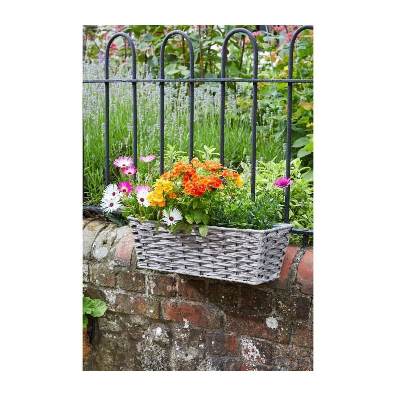 Jardiniere - Faux Rotin - Bari gris - 48 cm - SMART GARDEN