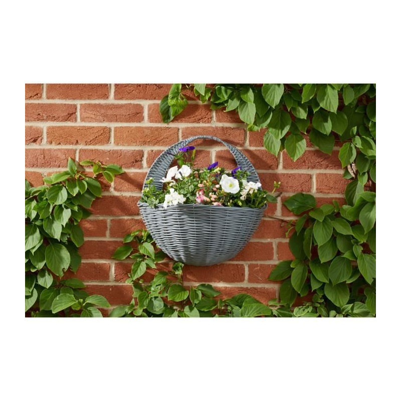 Panier mural - Faux rotin - Gris - 41 cm - SMART GARDEN