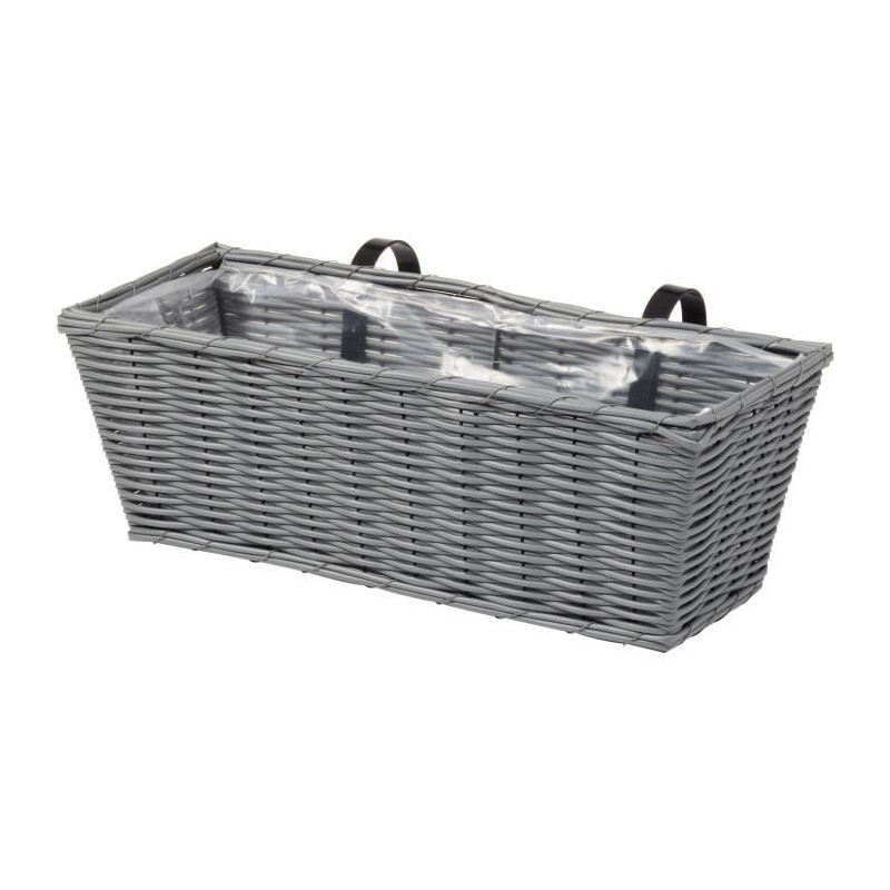 Jardiniere - Faux rotin - Gris - 48 cm - SMART GARDEN